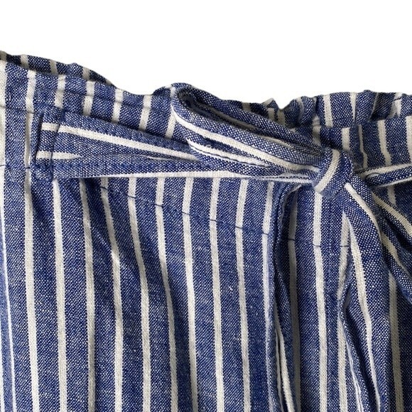 Beachlunchlounge Giavanna Stripe Linen Cotton Tie Pull On Beach Pants Cerulean - Picture 4 of 15